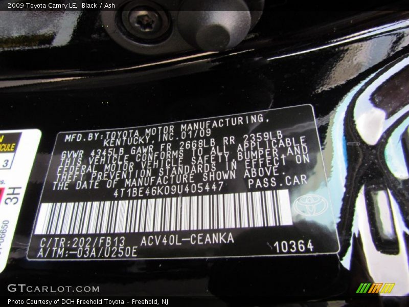 Black / Ash 2009 Toyota Camry LE