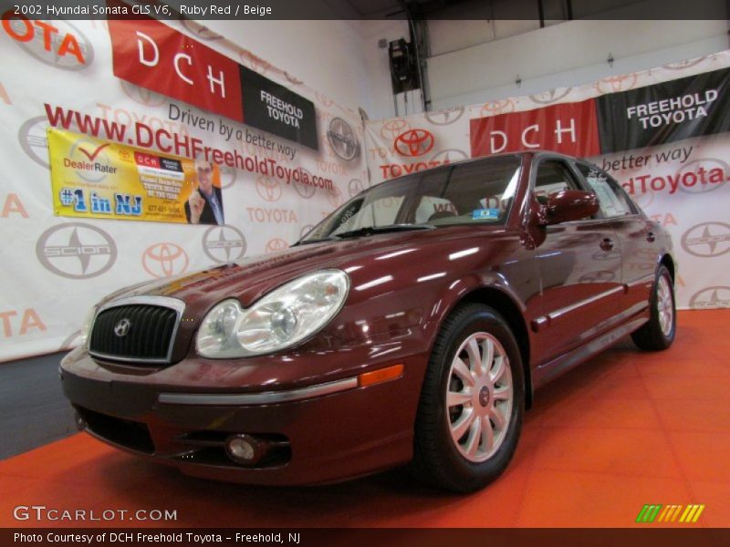 Ruby Red / Beige 2002 Hyundai Sonata GLS V6