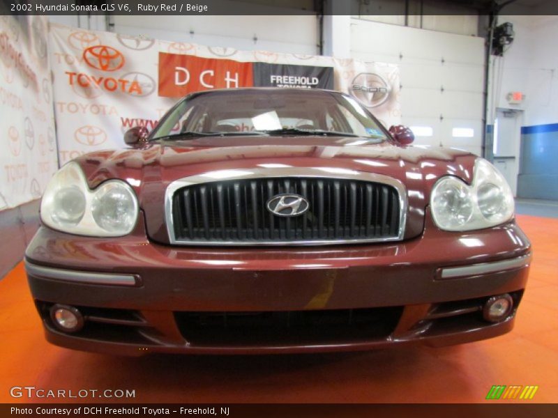 Ruby Red / Beige 2002 Hyundai Sonata GLS V6