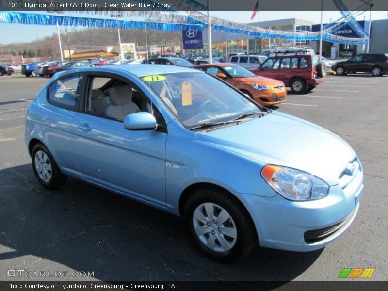 Clear Water Blue / Gray 2011 Hyundai Accent GS 3 Door