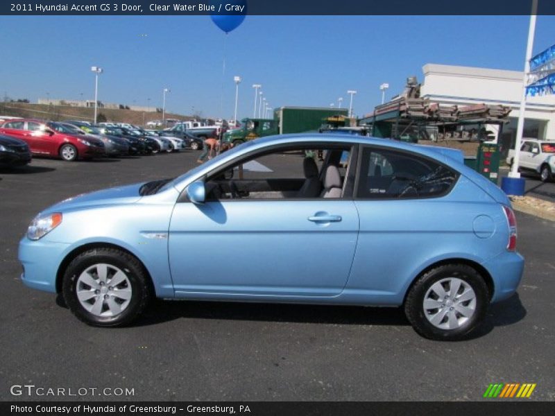 Clear Water Blue / Gray 2011 Hyundai Accent GS 3 Door