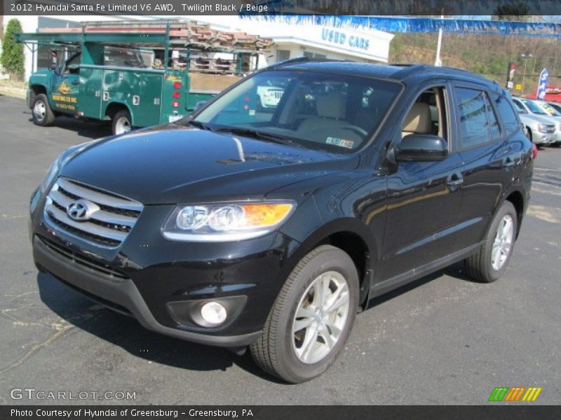 Twilight Black / Beige 2012 Hyundai Santa Fe Limited V6 AWD