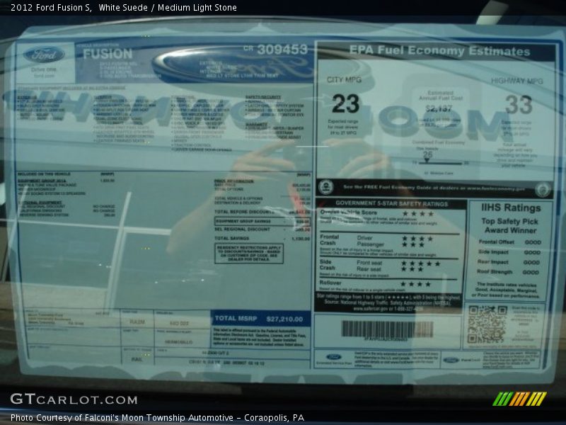 White Suede / Medium Light Stone 2012 Ford Fusion S