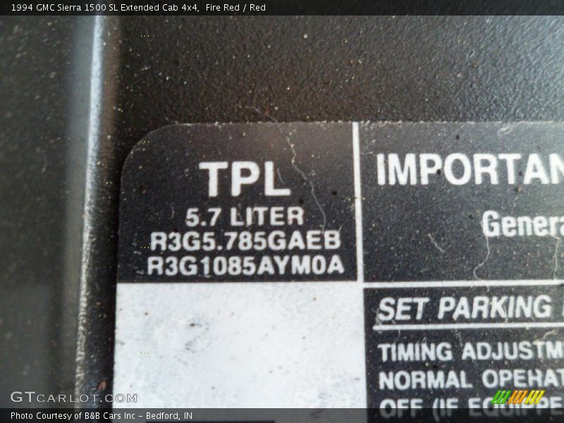 Fire Red / Red 1994 GMC Sierra 1500 SL Extended Cab 4x4