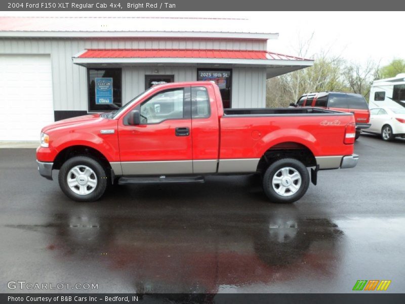 Bright Red / Tan 2004 Ford F150 XLT Regular Cab 4x4