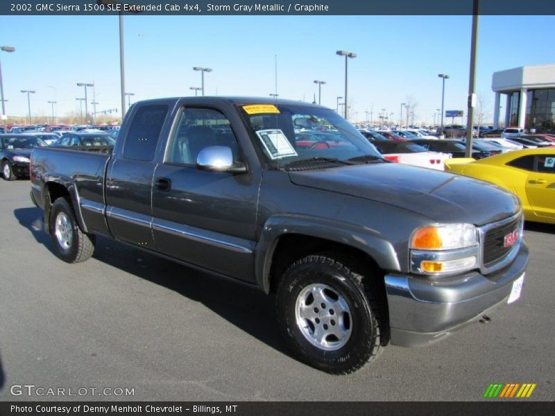 Storm Gray Metallic / Graphite 2002 GMC Sierra 1500 SLE Extended Cab 4x4