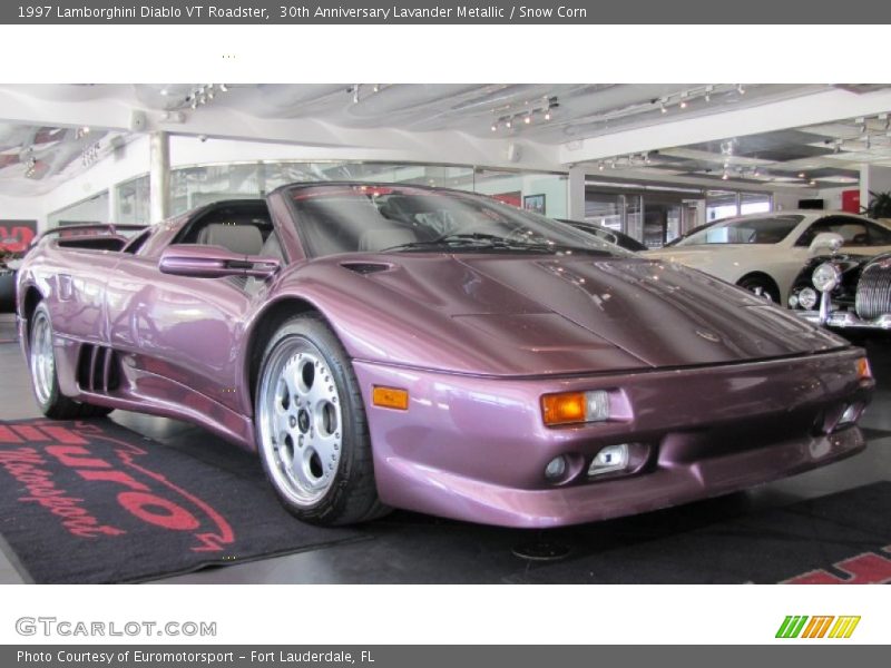 30th Anniversary Lavander Metallic / Snow Corn 1997 Lamborghini Diablo VT Roadster