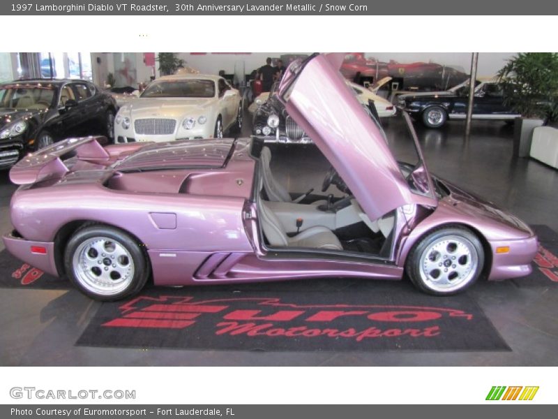 30th Anniversary Lavander Metallic / Snow Corn 1997 Lamborghini Diablo VT Roadster