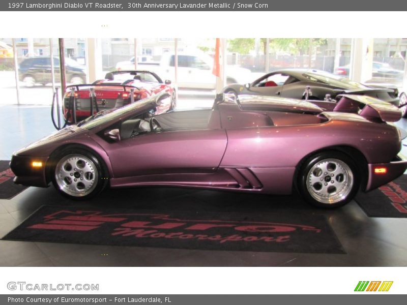 30th Anniversary Lavander Metallic / Snow Corn 1997 Lamborghini Diablo VT Roadster