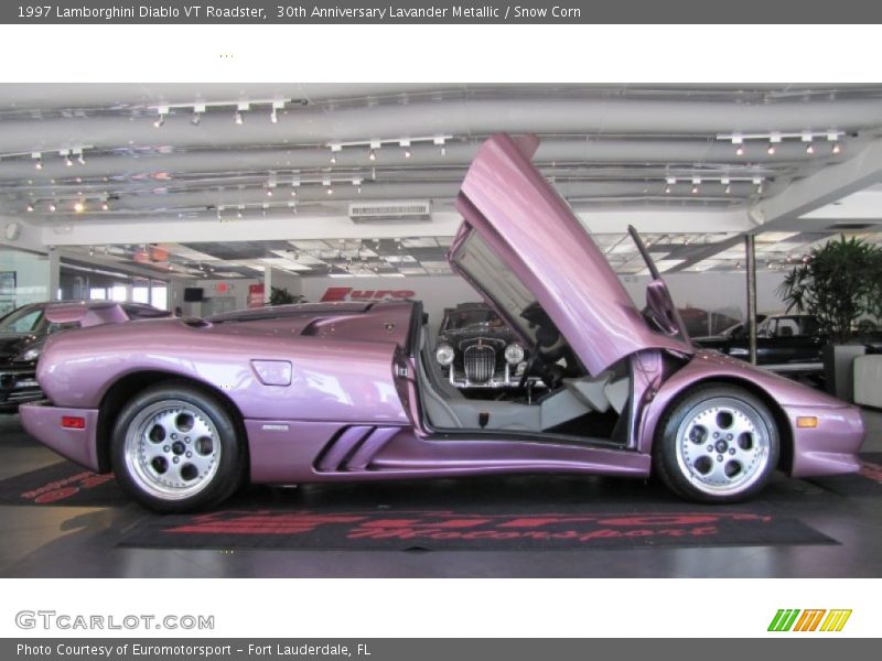 30th Anniversary Lavander Metallic / Snow Corn 1997 Lamborghini Diablo VT Roadster