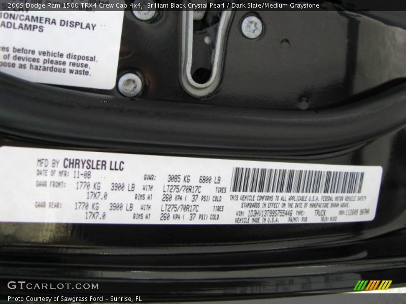 Brilliant Black Crystal Pearl / Dark Slate/Medium Graystone 2009 Dodge Ram 1500 TRX4 Crew Cab 4x4