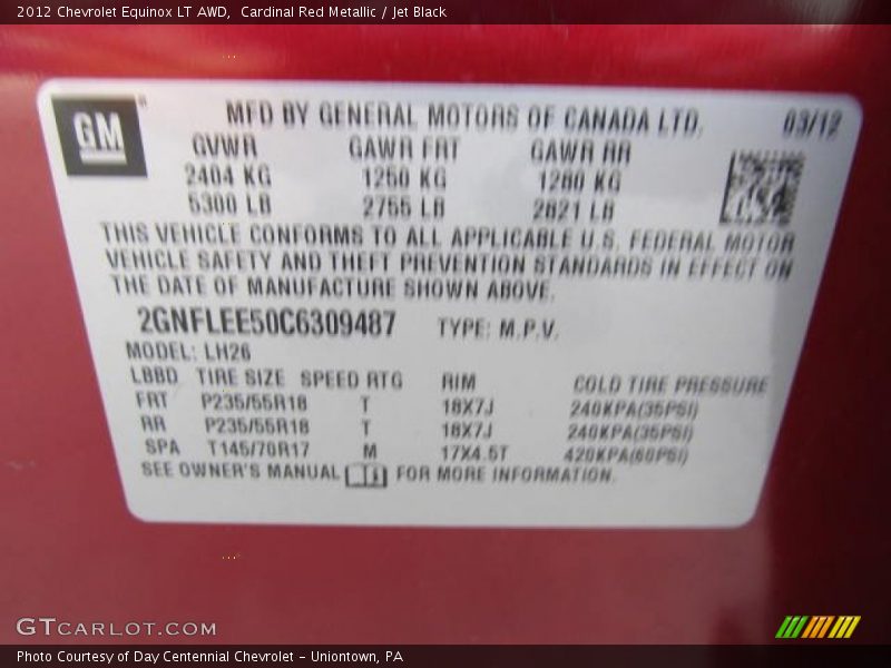 Cardinal Red Metallic / Jet Black 2012 Chevrolet Equinox LT AWD