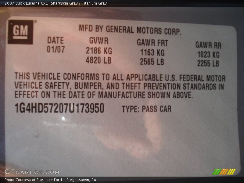 Sharkskin Gray / Titanium Gray 2007 Buick Lucerne CXL