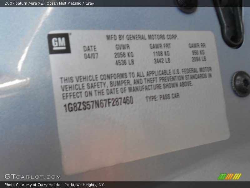 Ocean Mist Metallic / Gray 2007 Saturn Aura XE