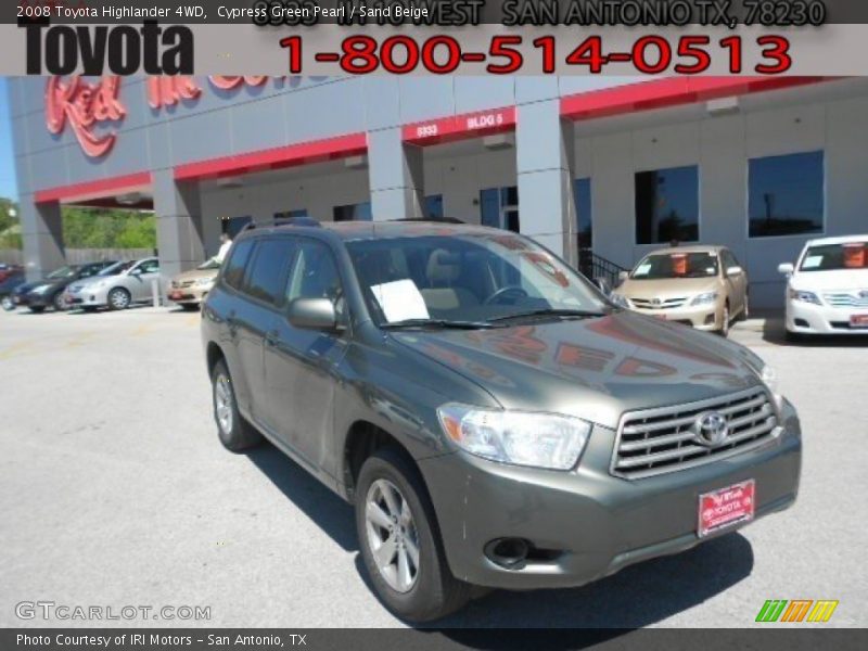 Cypress Green Pearl / Sand Beige 2008 Toyota Highlander 4WD
