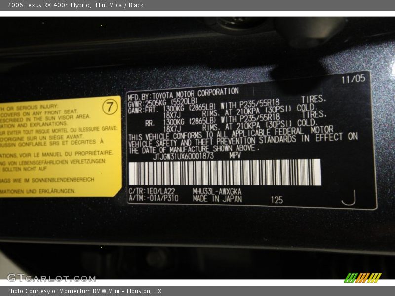 1E0 - 2006 Lexus RX 400h Hybrid
