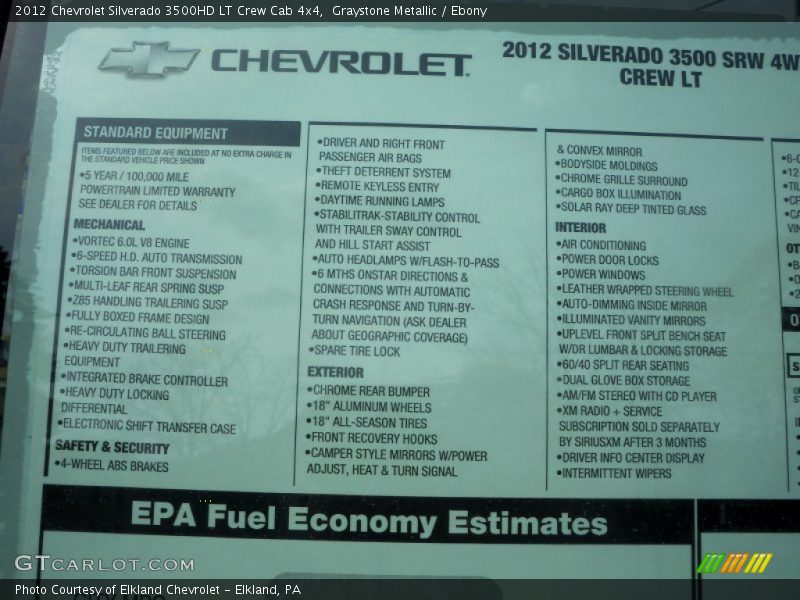 Graystone Metallic / Ebony 2012 Chevrolet Silverado 3500HD LT Crew Cab 4x4