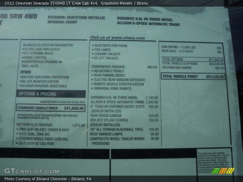 Graystone Metallic / Ebony 2012 Chevrolet Silverado 3500HD LT Crew Cab 4x4