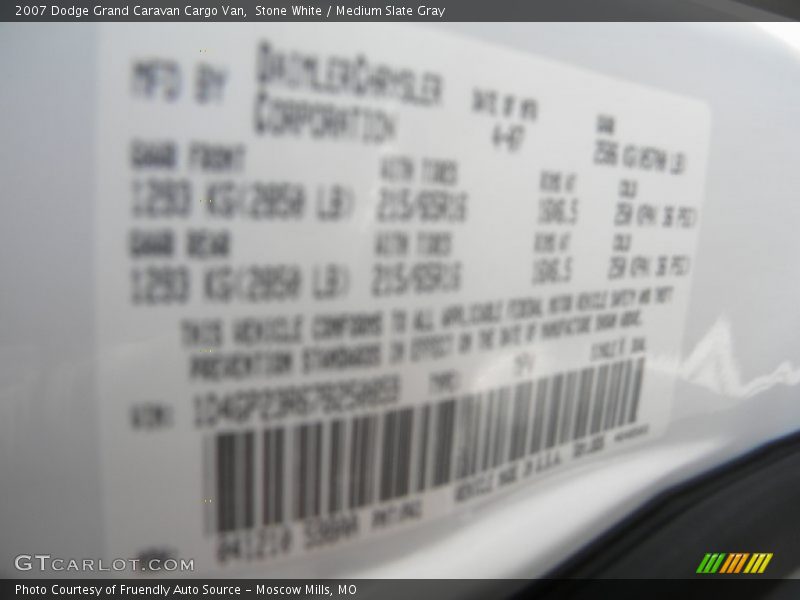 Stone White / Medium Slate Gray 2007 Dodge Grand Caravan Cargo Van