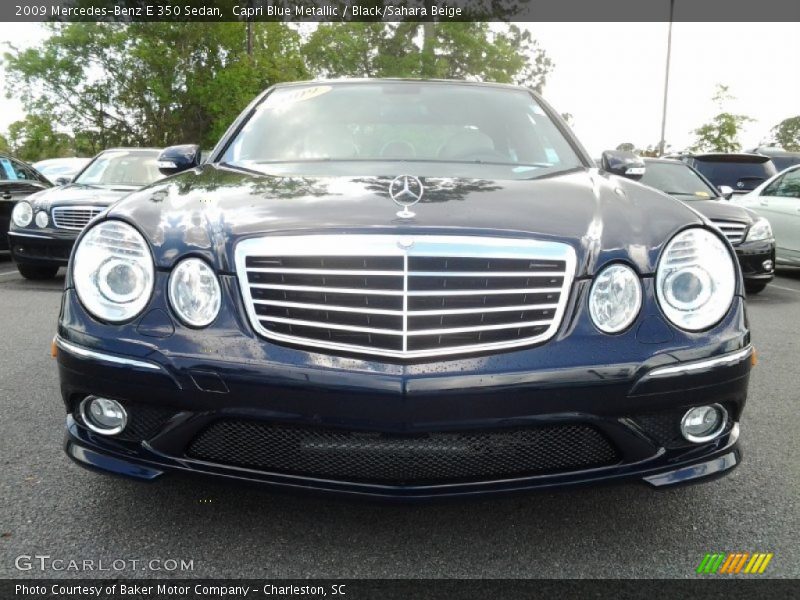 Capri Blue Metallic / Black/Sahara Beige 2009 Mercedes-Benz E 350 Sedan