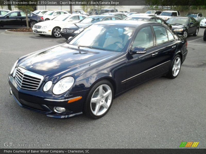Capri Blue Metallic / Black/Sahara Beige 2009 Mercedes-Benz E 350 Sedan