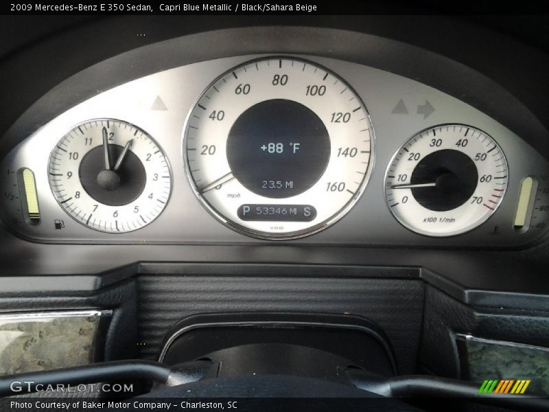 Capri Blue Metallic / Black/Sahara Beige 2009 Mercedes-Benz E 350 Sedan