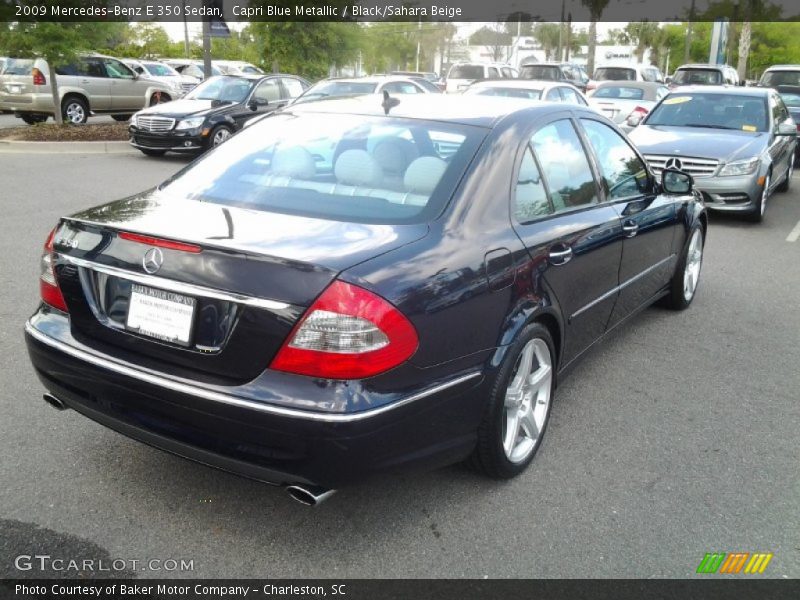 Capri Blue Metallic / Black/Sahara Beige 2009 Mercedes-Benz E 350 Sedan