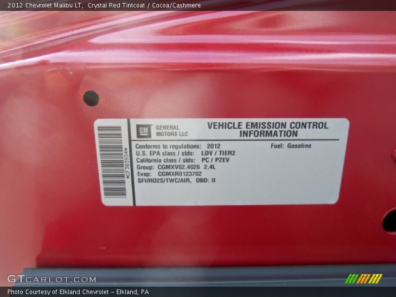 Crystal Red Tintcoat / Cocoa/Cashmere 2012 Chevrolet Malibu LT