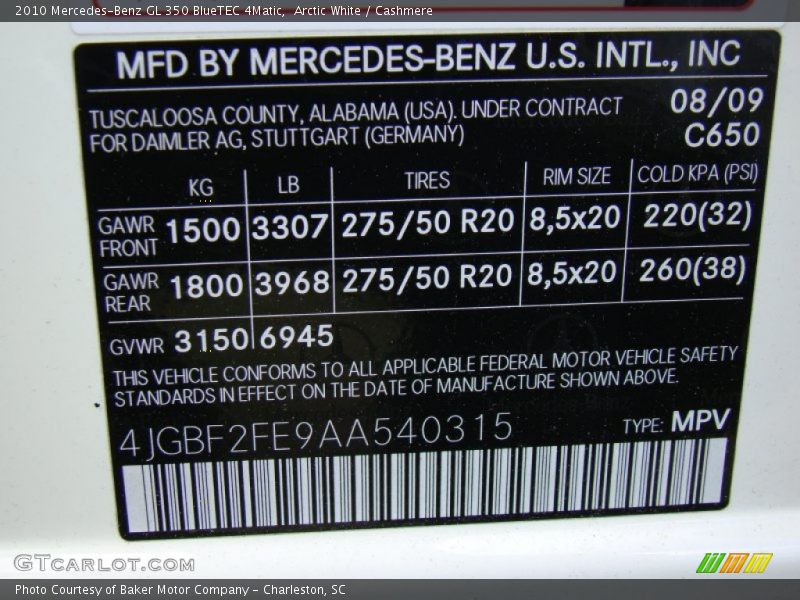 Arctic White / Cashmere 2010 Mercedes-Benz GL 350 BlueTEC 4Matic