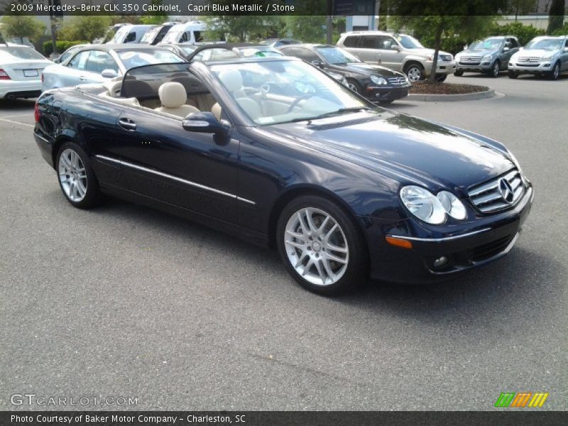 Capri Blue Metallic / Stone 2009 Mercedes-Benz CLK 350 Cabriolet