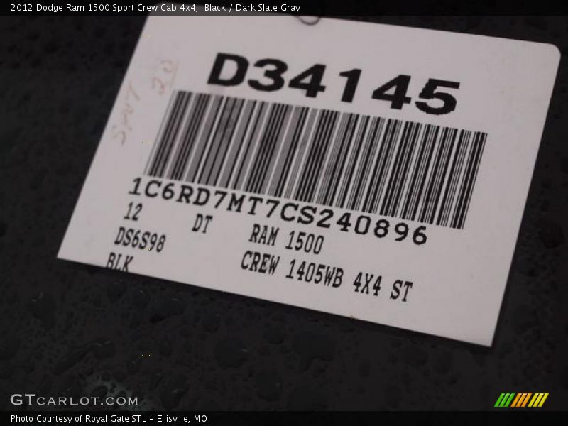 Black / Dark Slate Gray 2012 Dodge Ram 1500 Sport Crew Cab 4x4