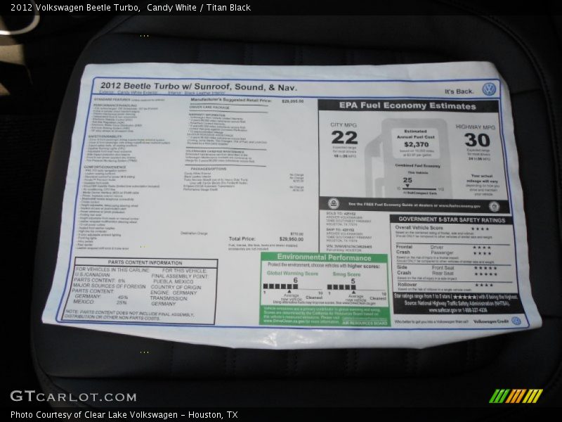 Candy White / Titan Black 2012 Volkswagen Beetle Turbo