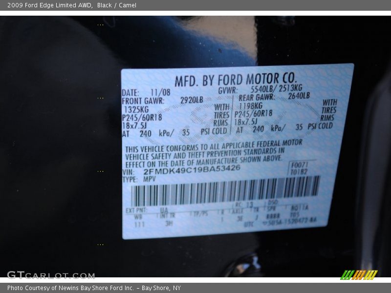 Black / Camel 2009 Ford Edge Limited AWD