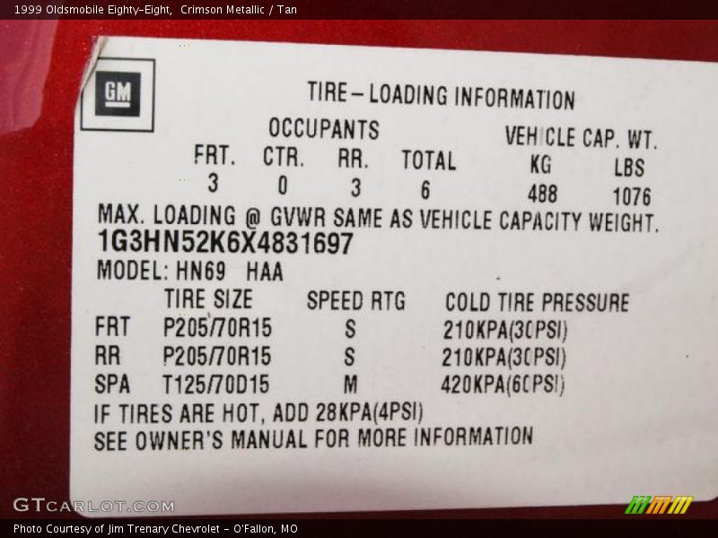 Info Tag of 1999 Eighty-Eight 