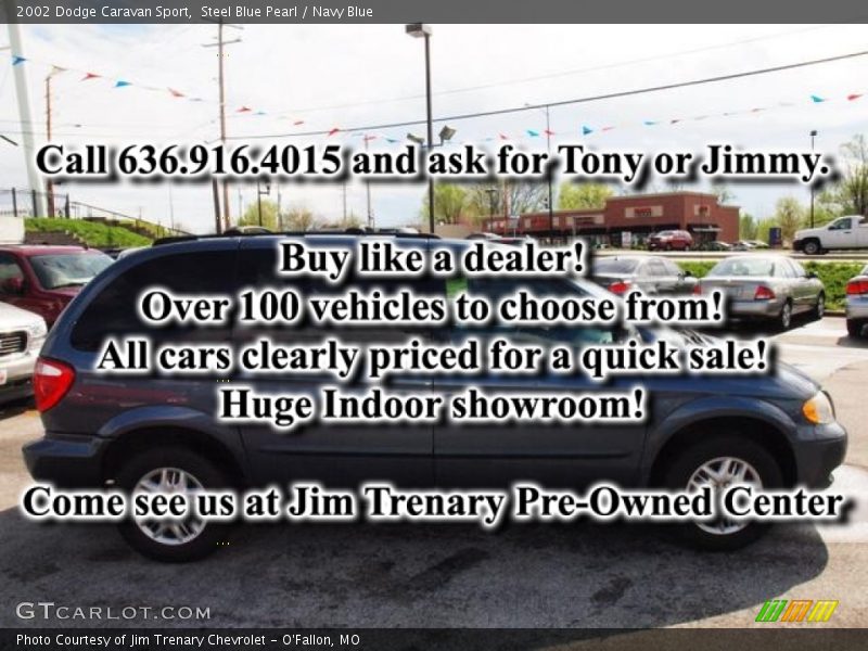 Steel Blue Pearl / Navy Blue 2002 Dodge Caravan Sport