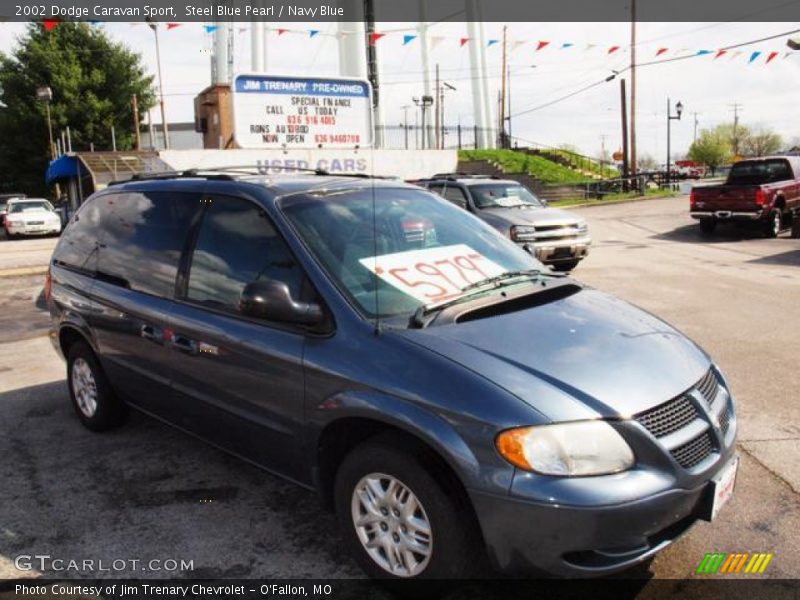 Steel Blue Pearl / Navy Blue 2002 Dodge Caravan Sport