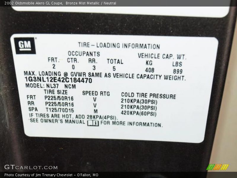 Bronze Mist Metallic / Neutral 2002 Oldsmobile Alero GL Coupe