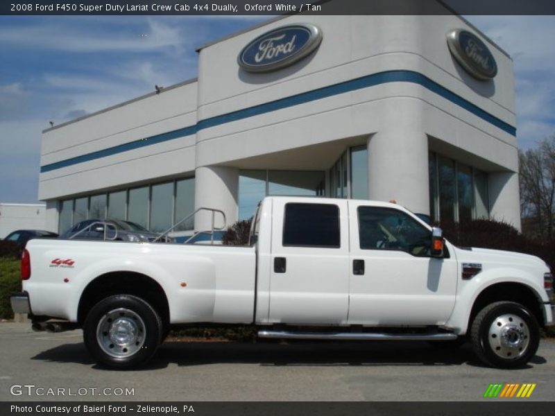 Oxford White / Tan 2008 Ford F450 Super Duty Lariat Crew Cab 4x4 Dually