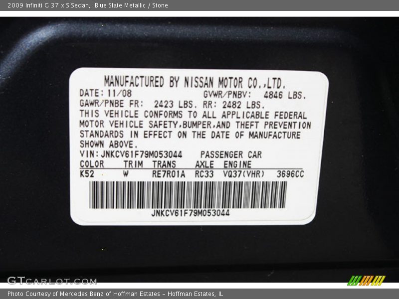 Blue Slate Metallic / Stone 2009 Infiniti G 37 x S Sedan