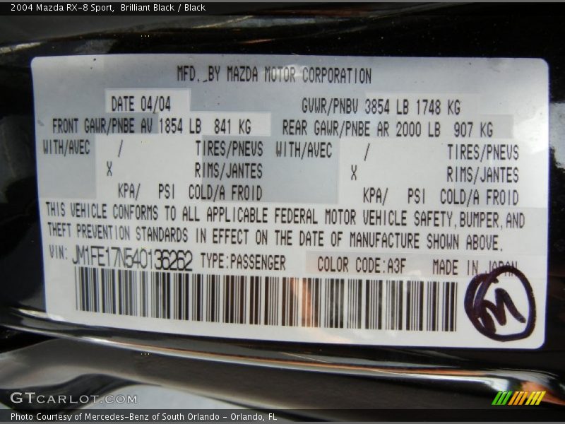 Brilliant Black / Black 2004 Mazda RX-8 Sport