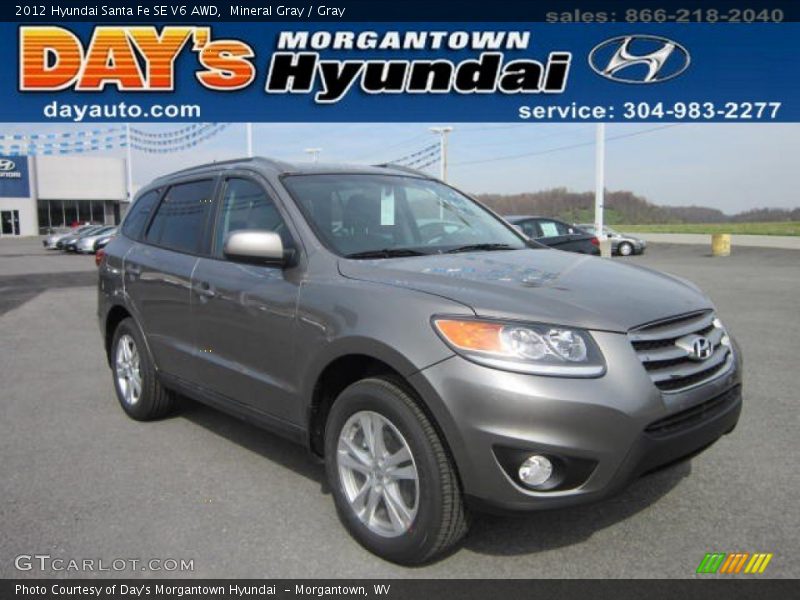 Mineral Gray / Gray 2012 Hyundai Santa Fe SE V6 AWD
