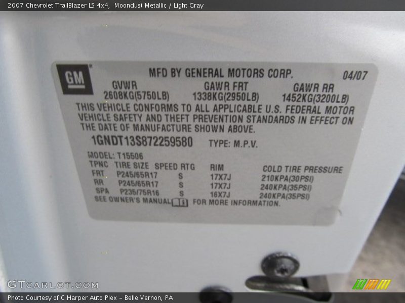 Moondust Metallic / Light Gray 2007 Chevrolet TrailBlazer LS 4x4
