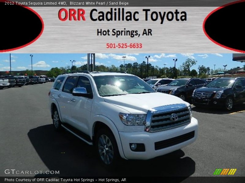 Blizzard White Pearl / Sand Beige 2012 Toyota Sequoia Limited 4WD