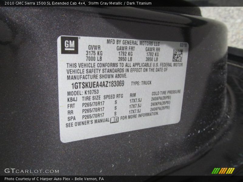 Storm Gray Metallic / Dark Titanium 2010 GMC Sierra 1500 SL Extended Cab 4x4