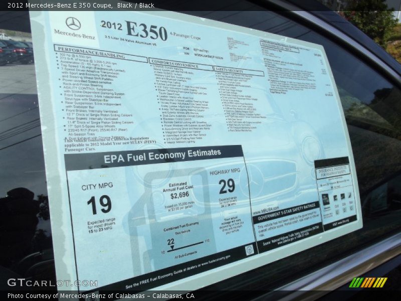 Black / Black 2012 Mercedes-Benz E 350 Coupe