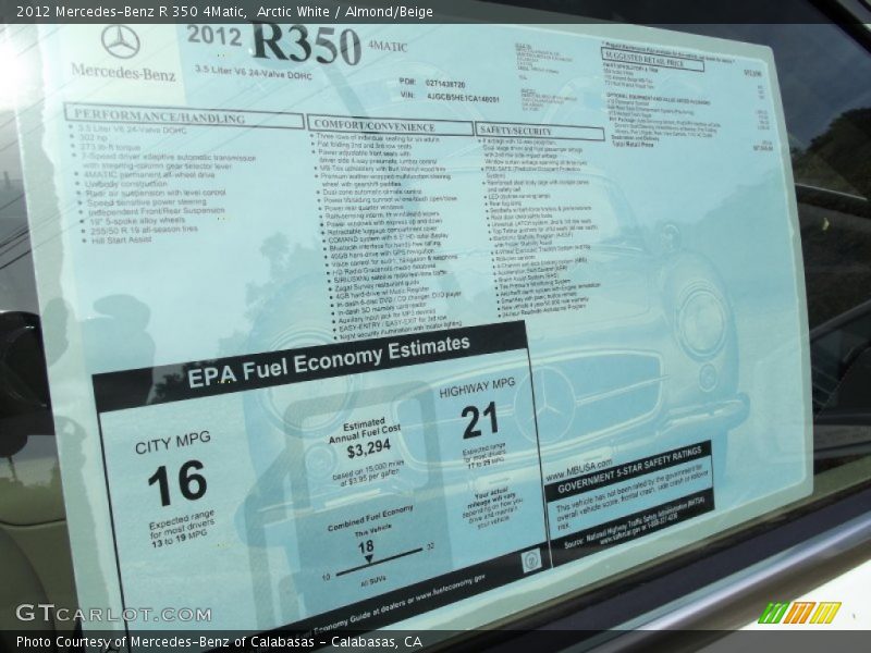 Arctic White / Almond/Beige 2012 Mercedes-Benz R 350 4Matic