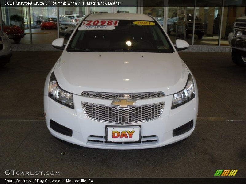 Summit White / Jet Black/Brick Leather 2011 Chevrolet Cruze LT