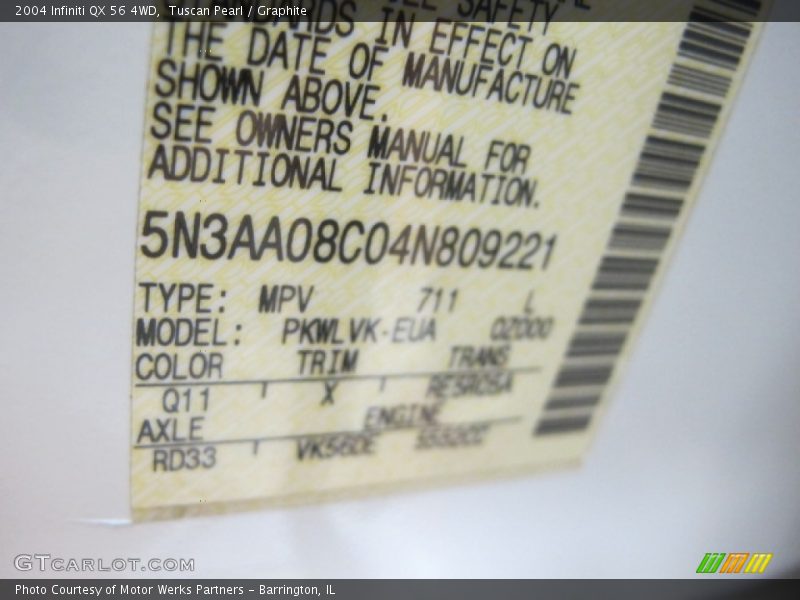 Tuscan Pearl / Graphite 2004 Infiniti QX 56 4WD