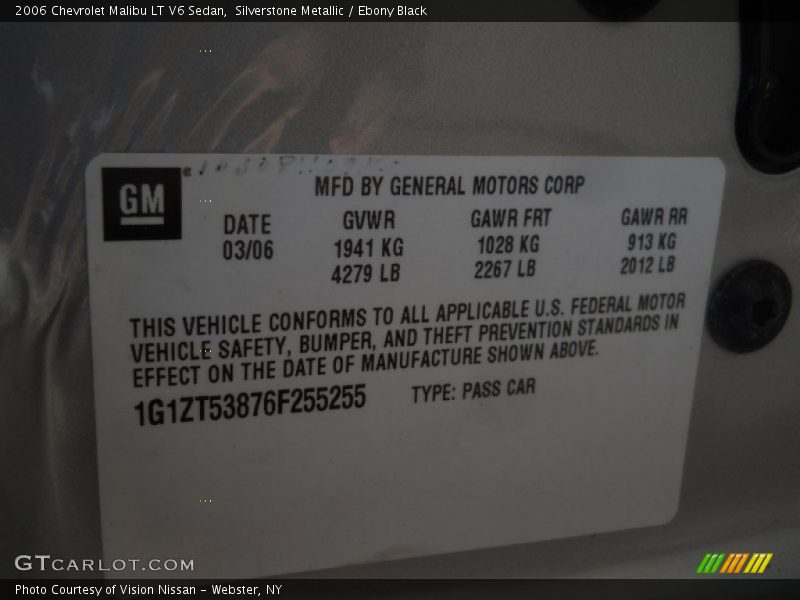 Silverstone Metallic / Ebony Black 2006 Chevrolet Malibu LT V6 Sedan