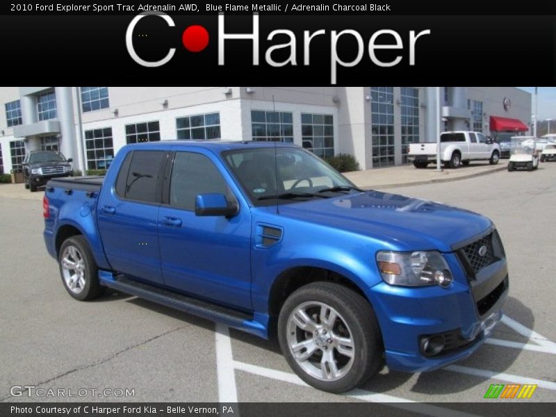 Blue Flame Metallic / Adrenalin Charcoal Black 2010 Ford Explorer Sport Trac Adrenalin AWD